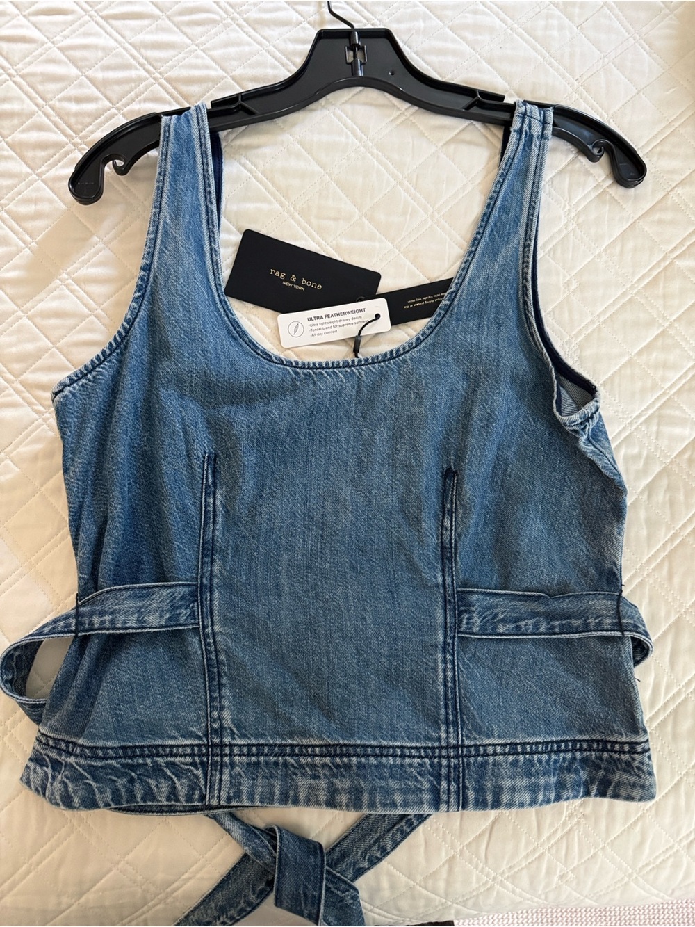 rag & bone Blue Denim Tie-Back Tank